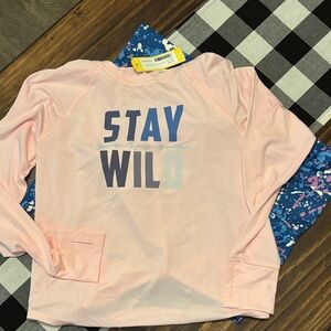 Runway Pink 'Stay Wild' Long Sleeve Shirt and splatter leggings large new